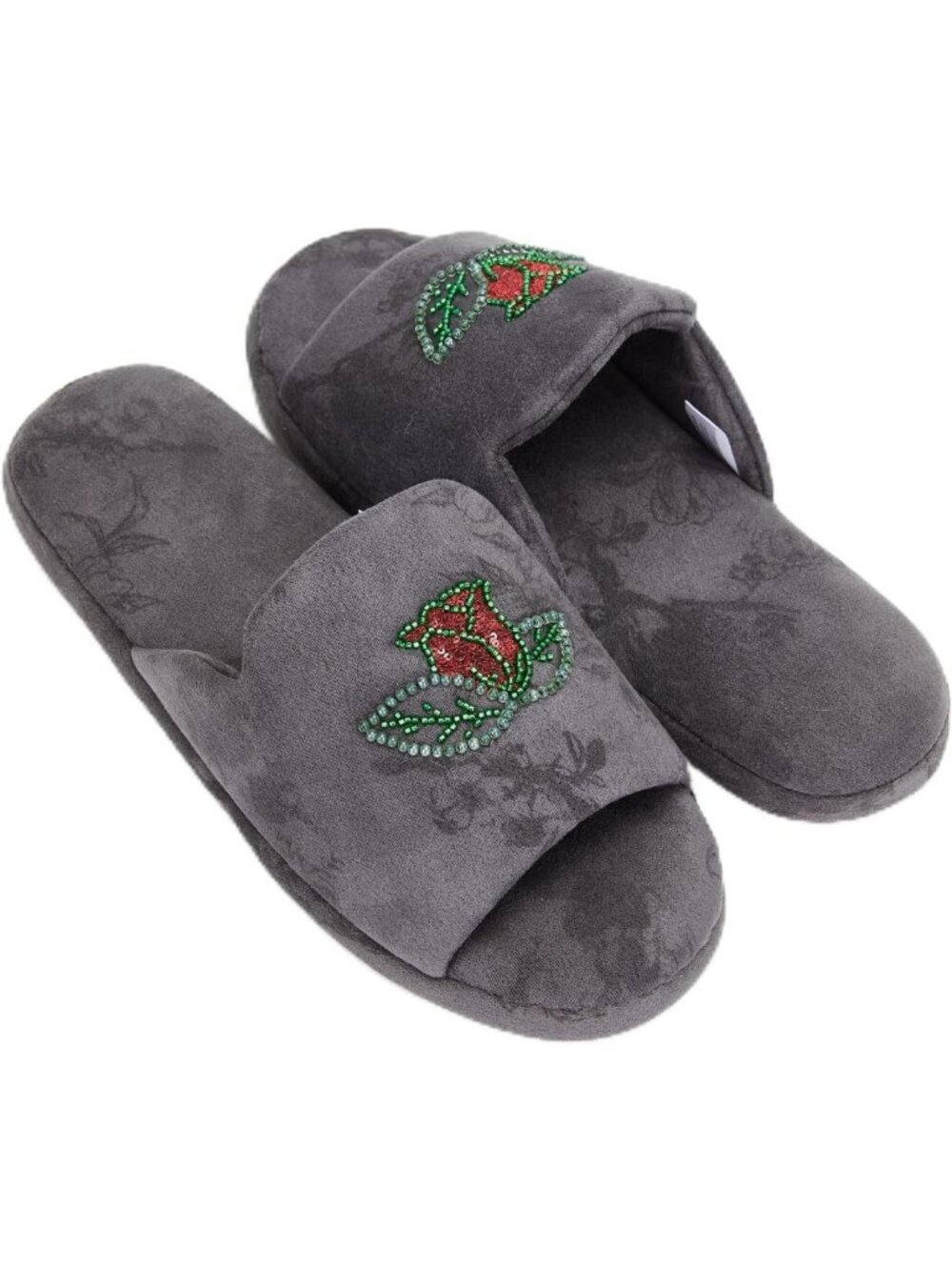 Cozy Women’s Memory Foam House Slippers with Embroidered Leaf Design